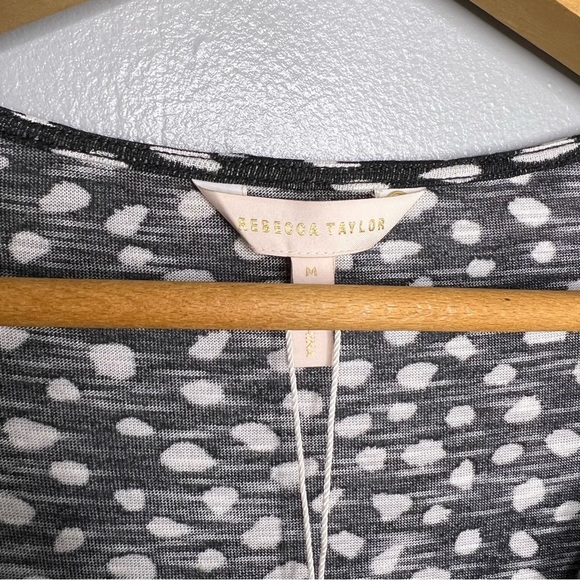 REBECCA TAYLOR Black and White Polka Dot Nova Dot Jersey Dress - Picture 5 of 6